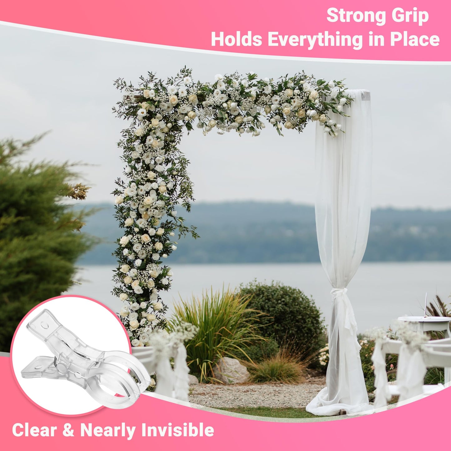 12 Pack Balloon Arch Clips - 3.5 Inch Clear Clips for Backdrop Stand - Transparent Spring Clamps for Balloon Arch - Strong Garland Hanging Clamps- Photography Accessories for Party, Wedding, Birthday
