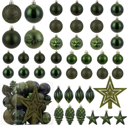 Christmas Ball Ornaments - 43pcs Shatterproof Christmas Tree Decorative Hanging Ornaments with Loop for Xmas Holiday Party Wreath Home Decoration (Dark Green)