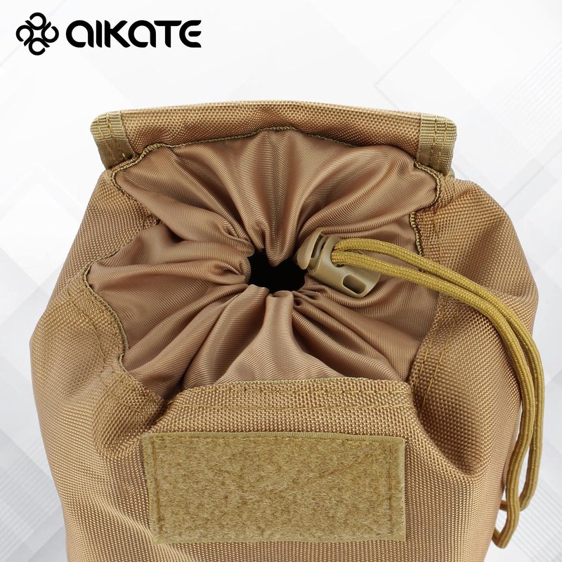 AIKATE Tactical Molle Dump Pouch, Roll-Up Drawstring Magazine Utility Pouch, Folding Dump Bag (Khaki)