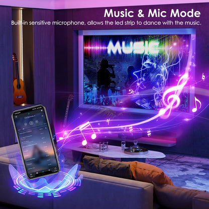 HOVVIDA LED Strip Light Lights 30M, 30 LEDs/Meter, 24V RGB LED Strip, 900 LEDs, 2x15M, APP and Remote Control, Music Mode, Timer Mode, LED for Bedroom, Living Room, Kitchen, Party