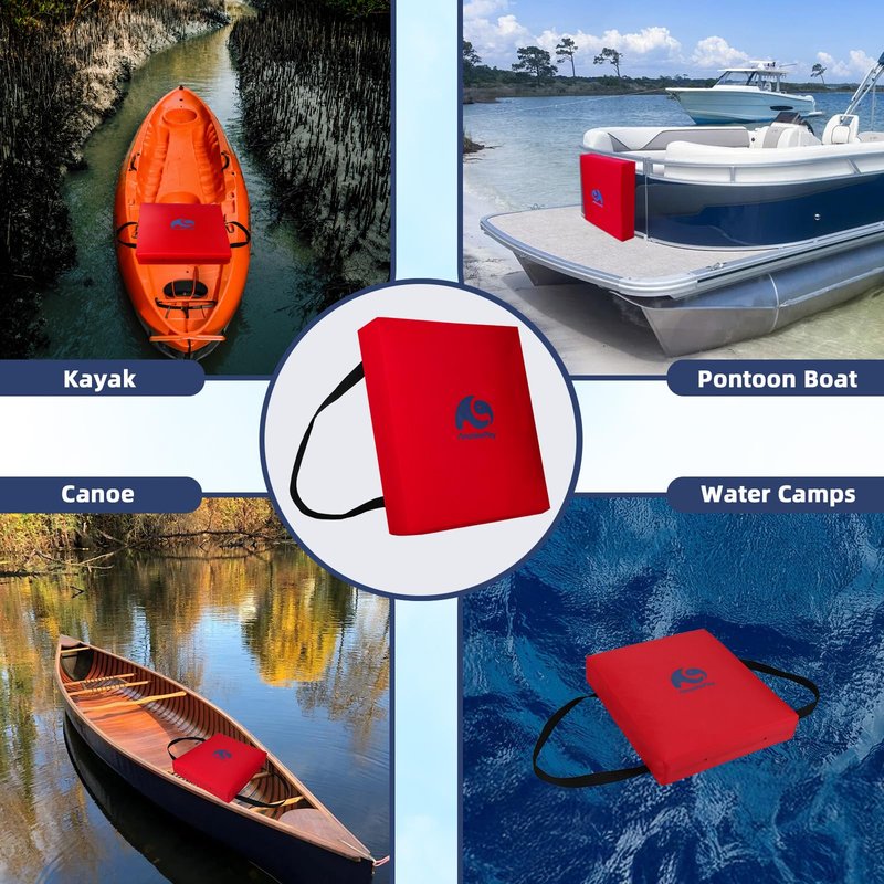 Throwable Flotation Cushion,Emergency Marine Foam Flotation Throwable Device,USCG Approved Type IV PFD Boat Throw Seat Cushion Life Preserver Emergency Safety Equipment for Boat Kayak Canoe Red-1PK