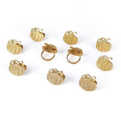 Set of 12 Decorative Metal Napkin Ring - Antique Copper Pineapple Lightweight Napkin Rings - Table Accents for Elegant Dining, Weddings & Everyday Celebrations (Gold)- ALPHA Living HOME