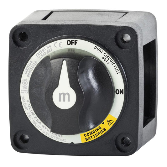 Blue Sea Systems Mini Dual Circuit Plus Battery Switch, Black, 6011200 m‑Series