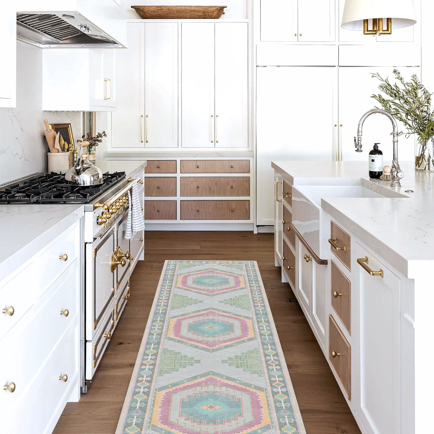 Fame Living Washable Area Rug. Modern Farmhouse. Vintage. Turkish. Bohemian. Distressed. Oriental. Traditional. Rugs for Living Room. Dining. Bedroom. Office. Entryway. Foyer. (856GP, 2'5" x 4'9")