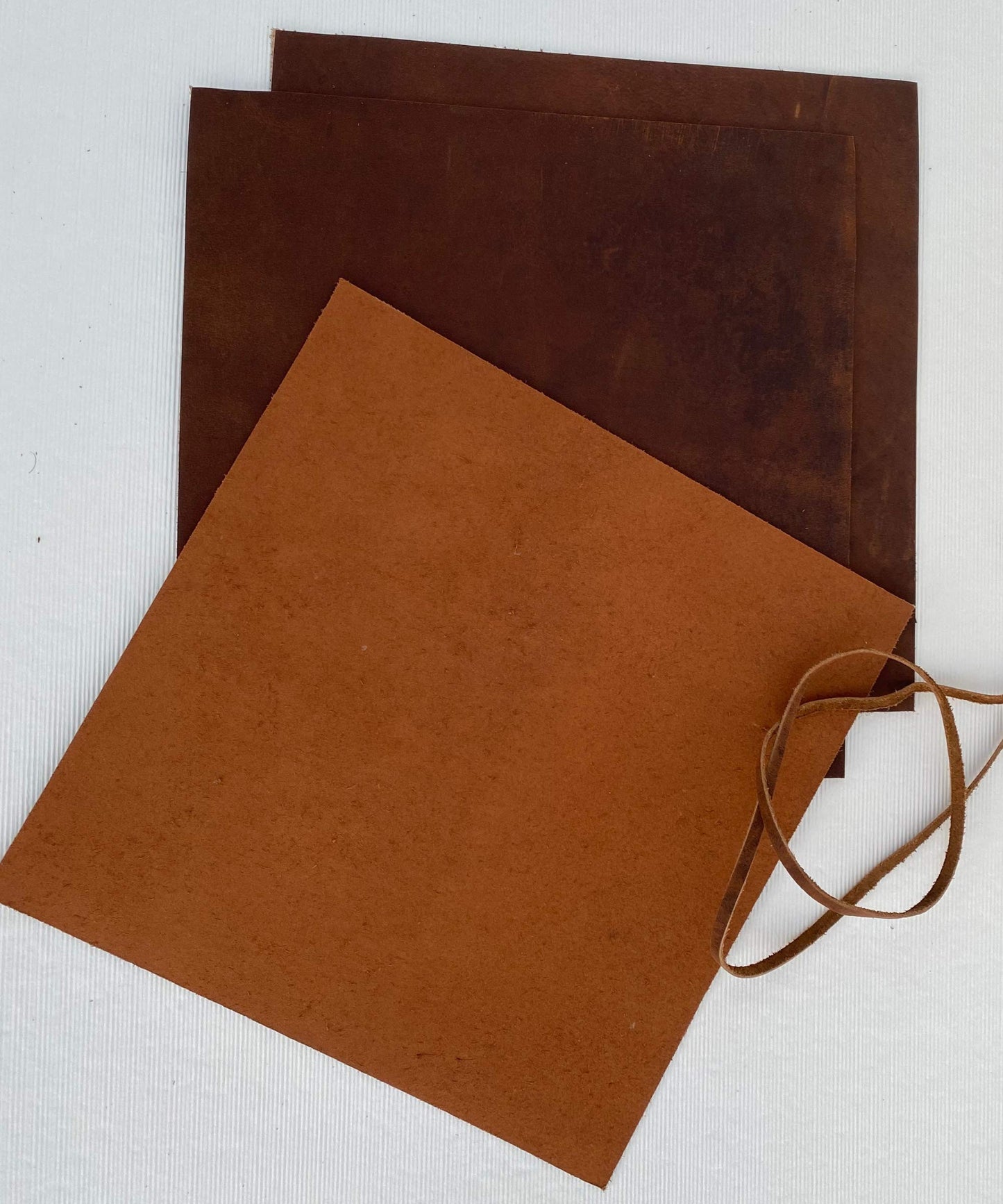 Wanderings Leather Sheets for Crafts – 3 Sheets (12x12") + Leather Cord (36") - Genuine Full Grain Buffalo Leather Squares - Great for Jewelry, Leather Wallets, Leatherworking Arts and Crafts
