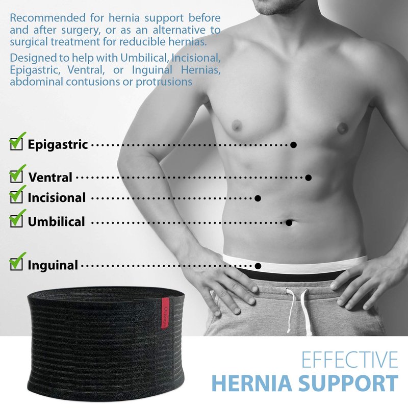 ORTONYX Umbilical Hernia Belt for Men and Women / 6.25" Abdominal Binder With Hernia Support Pad/Post-Surgical Belly Band - Black OX5241-3XL Plus Size