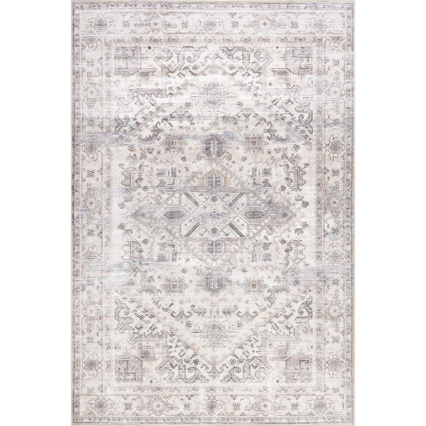 Nuloom Splashguard Kaleen Grey/Ivory, 5' x 8', Vintage, Soft and Cozy, High Traffic, Stain Resistant, Easy Clean, Durable, Machine Washable Area Rug for Bedroom, Living Room, Dining, Den, Foyer