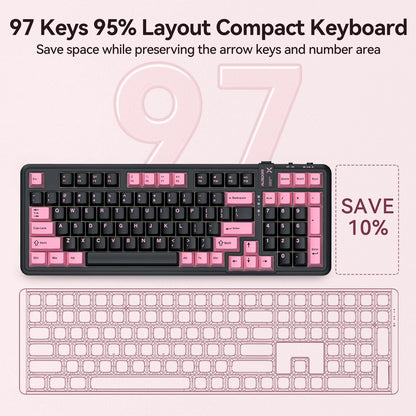AUSDOM 98Pro Silent Mechanical Keyboard, Wireless Hot Swappable Gaming Keyboard with Backlit,Gasket Structure,Pre-lubed Tactile Switches,2.4GHz/Type-C/Bluetooth Custom Keyboards (Green & White-Silent)