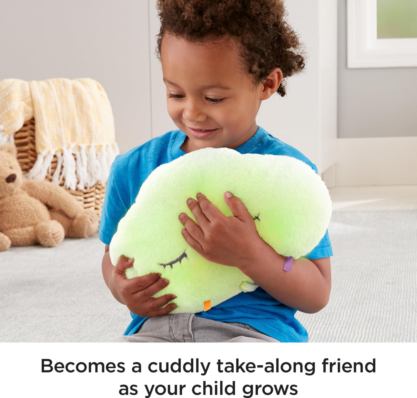 Fisher-Price Baby Sound Machine Twinkle & Cuddle Cloud Soother Crib-Attach Plush with Lights for Infant to Toddler, GJD44