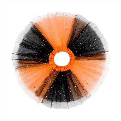 Tutu Skirt Girls 3 Layers Sparkle Tulle Skirt Ballet Princess Dance Dress for Toddler Girls Black and Orange