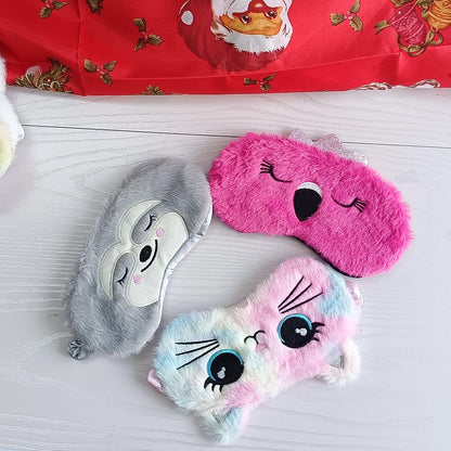 Cute Animal Sleeping Mask Soft Plush Blindfold Cute Rabbit Panda Koala Eye Cover Eyeshade for Kids Teens Girls Women (Flamingo)