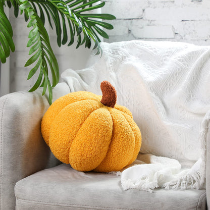 Queekay 2 Pcs Simulated Pumpkin Pillow Plush 3D Cushion Fall Halloween Decoration Pumpkin Stuffed Throw Pillow for Autumn Thanksgiving Christmas Home Sofa(Ginger,11 x 9.5 inch)