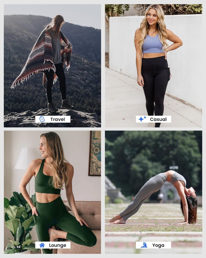 Syrinx 3 Packs Leggings with Pockets for Women, Soft High Waisted Tummy Control Workout Yoga Pants