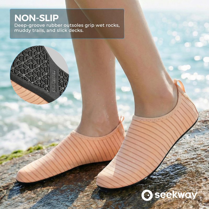 SEEKWAY Water Shoes Women Men Adult Quick-Dry Aqua Socks Barefoot Non Slip for Beach Swim River Pool Lake surf Pink SK002(U)