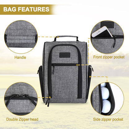 Goloni Golf Shoe Bag for Men & Women, Padded Travel Shoe Bag with Side Accessory Pockets,Sport Shoe Carrier for Golf Shoes,Socks,Tees & Balls,Durable & Lightweight Design (Gray)