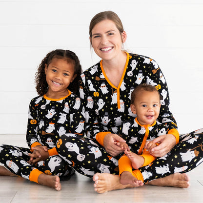 Little Sleepies Women's Halloween Pajama Bottoms, Jogger-Style PJ Pants, Viscose from Bamboo Pajamas, Family Matching Outfits, Friendly Ghosts, XL