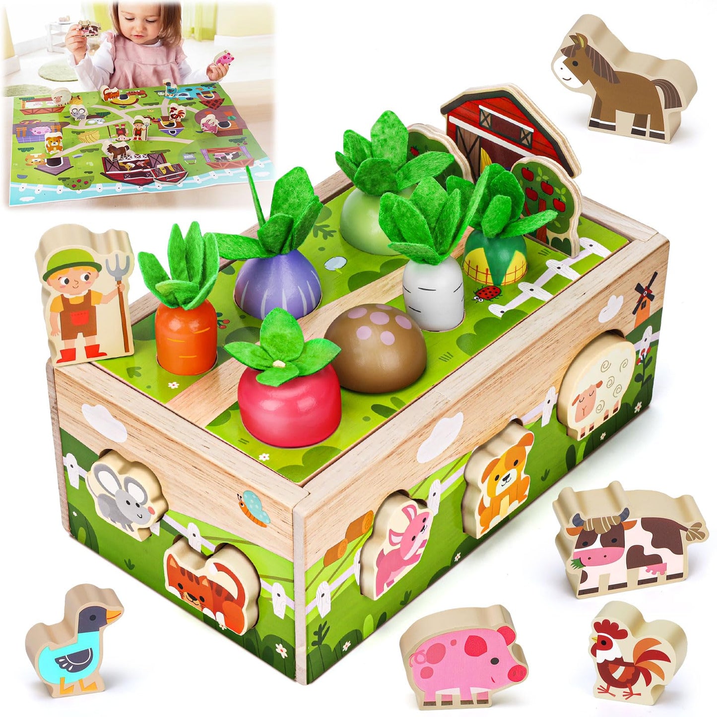 Montessori Wooden Sensory Toddler Toys: Toy for 1 2 3 Year Old Boys Girls | 1st Birthday Baby Gifts for 1-2 Year Olds | Babies 12+ Months Educational Learning Present Easter Gift Fine Motor Skills
