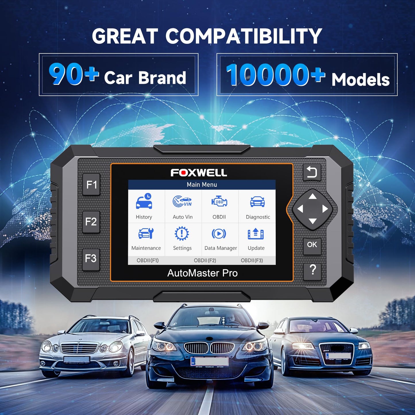 FOXWELL NT614 Elite OBD2 Scanner for ABS SRS Engine Transmission, 5 Reset Functions (ABS Bleeding, Oil, EPB, SAS, Throttle) Code Reader, Battery Voltage Test, WiFi Update Scan Tool, NT604 Upgrade