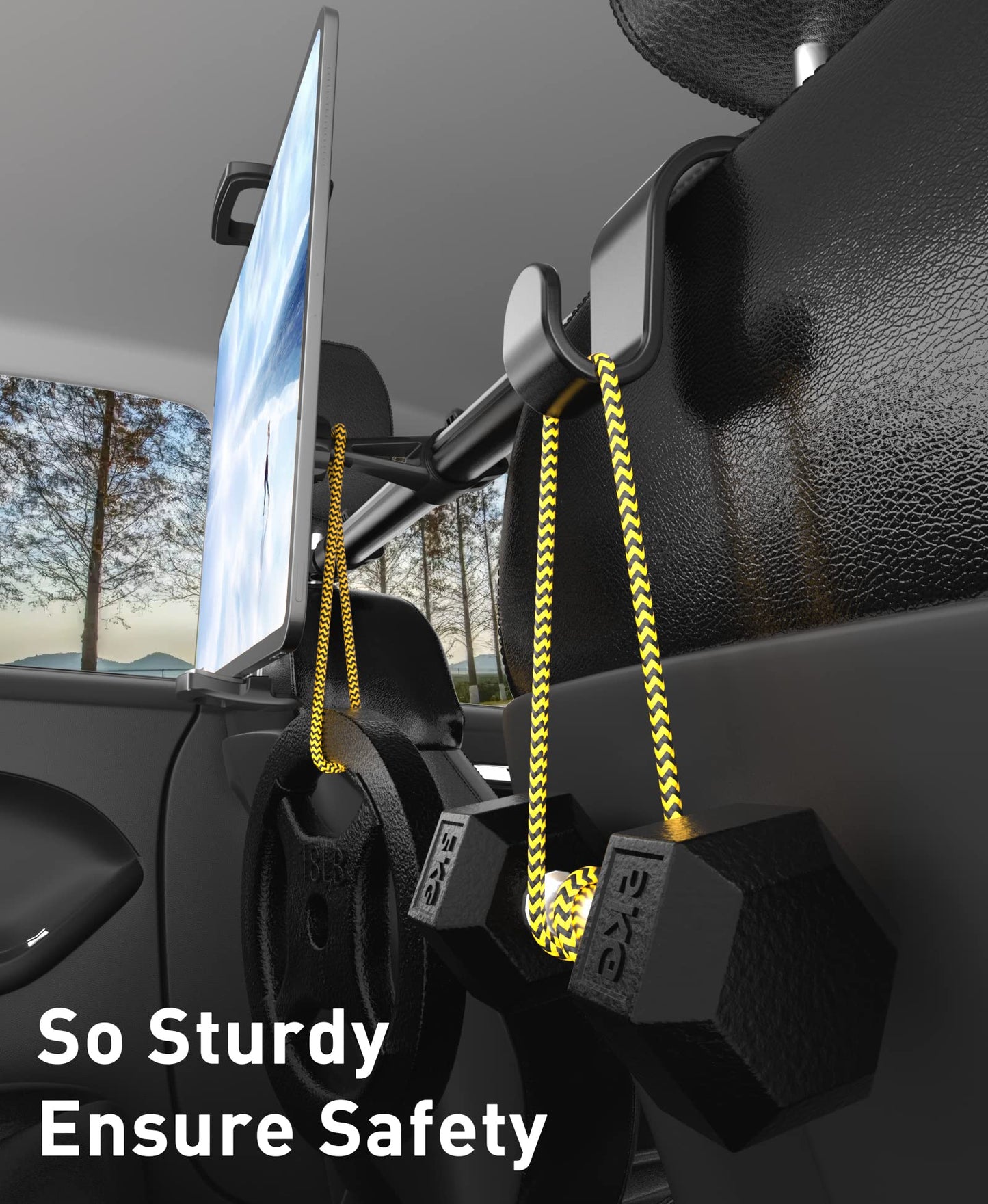 Car Tablet Holder Mount for iPad: Headrest Tablet Stand for Car Back Seat Compatible with iPad Pro Air Mini | Galaxy Tab | Kindle Fire HD | Switch OLED or Other 4.7-16.1" Devices