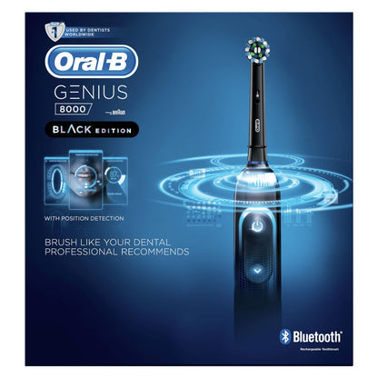 Oral-B Genius Electric Toothbrush with Artificial Intelligence, Gifts For Women / Men, App Connected Handle, 3 Toothbrush Heads & Travel Case, 5 Modes, Teeth Whitening, 2 Pin UK Plug, 8000