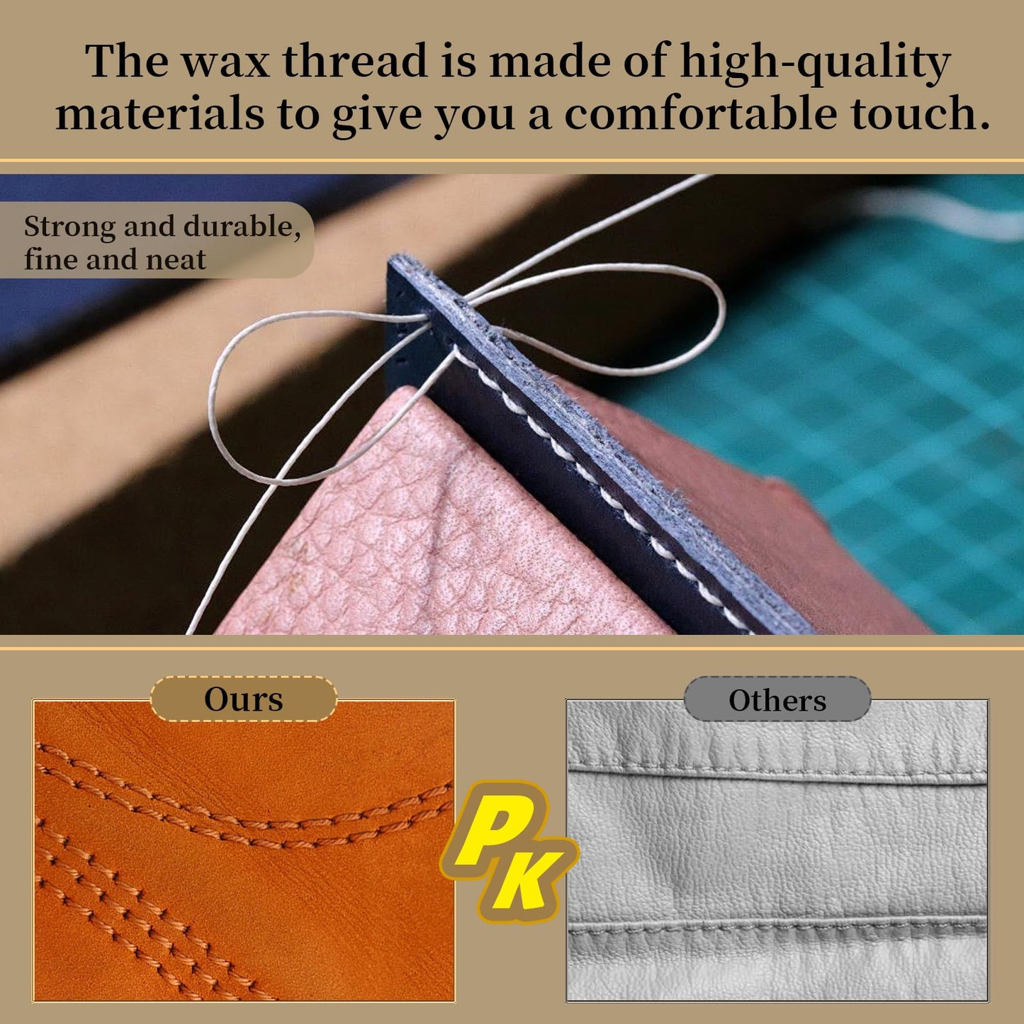 Jupean 48 Colors Waxed Thread, Leather Thread for Hand Sewing, Book Binding Threads, Leather Stitching Thread for Hand Sewing Craft DIY Bookbinding