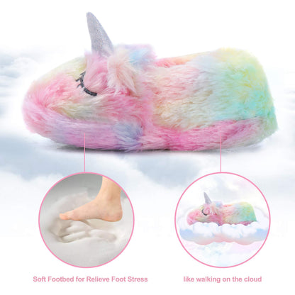 Dream Bridge Girls Boys Slippers Kids Unicorn Plush Warm Slipper Anti Slip Soft Winter House Shoes for Indoor Outdoor Activities,Pink Unicorn,8.5/9 UK Child