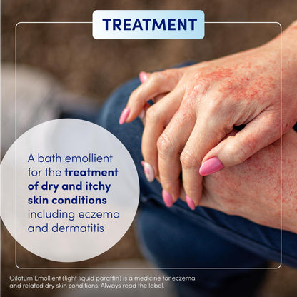 Oilatum Emollient Bath Liquid for Eczema, Psoriasis and Dry Skin Conditions, Soothing Formula for Sensitive Skin, Hydrating Relief for Itchy, Irritated Skin, 1 x 500ml