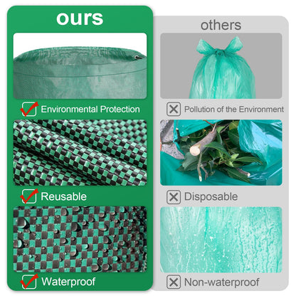 JARDILIFE Garden Waste Bags Heavy Duty 200 300 Litre 2 Pack, Reusable Garden Sacks with 1 Pair of Gardening Work Gloves, Tools Bags for Garden Waste Plant Waste Grass Leaves (200L*300L)