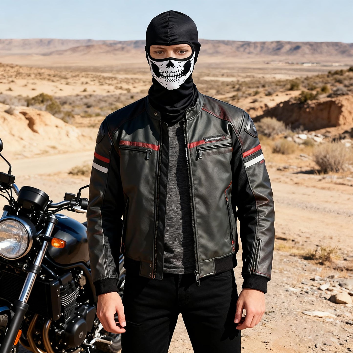 TClian Skull Mask Balaclava Ghost Skeleton Bandana Motorcycle Full Face Mask Military Tactical Airsoft Masks Halloween Mask (Skull-02)