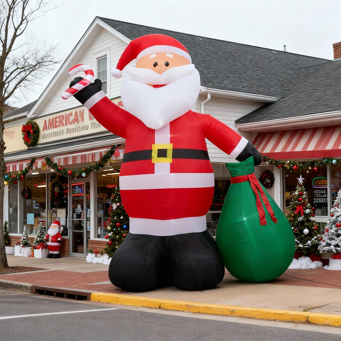 14.5 FT Christmas Inflatables, Giant Inflatable Santa Claus Holding Gift Bags, Blow Up Christmas Santa Claus Outdoor Decorations for Party Holiday Lawn Yard