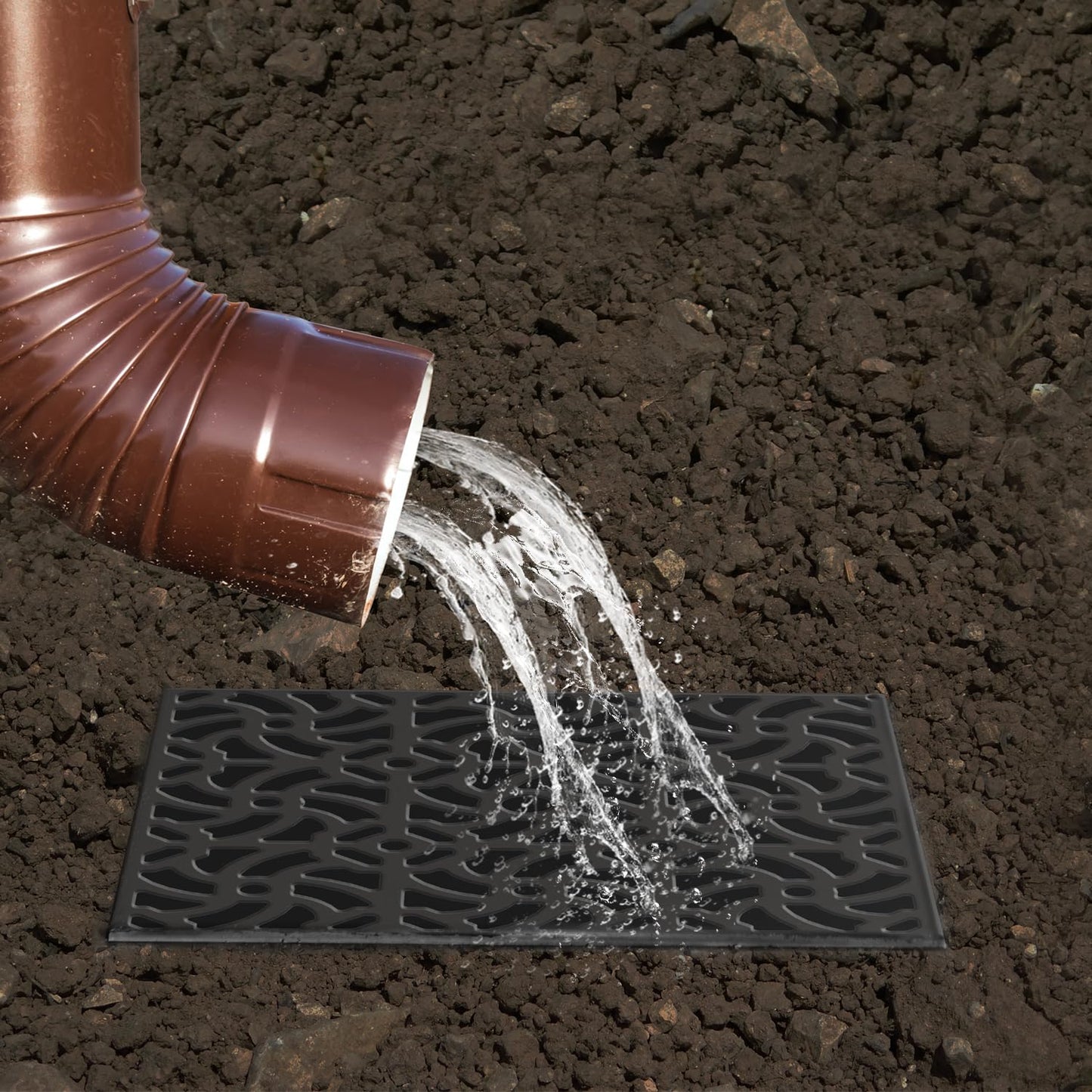 Gutter Downspout Extensions Big Kit, Catch Basin + 2pcs Pipes, Low Profile Downspout Extender - Each Flexible Pipe is 8.2ft - can be Connected into a Whole. Protect Foundation.(Black)