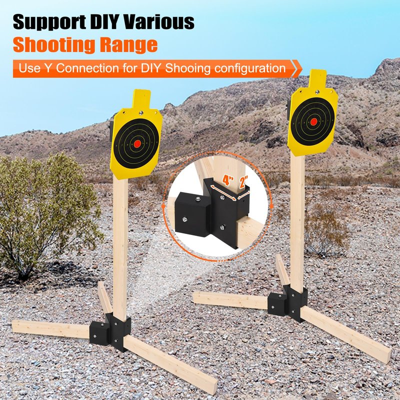 GADFISH 2 X 4 Steel Target Stand Brackets, Modular Shooting Target Hanger, Shooting Target Holders, Heavy Duty Y & T Brackets with 12 Hanger Hooks for DIY Shooting Outdoor Range(Only Brackets)