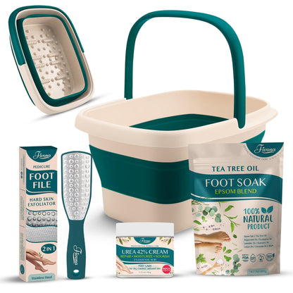 Fivona Collapsible Foot Bath Basin - Pedicure Foot Soaking Tub for Tired Feet, Cracked Heels, Soothe Soreness, Soften Calluses