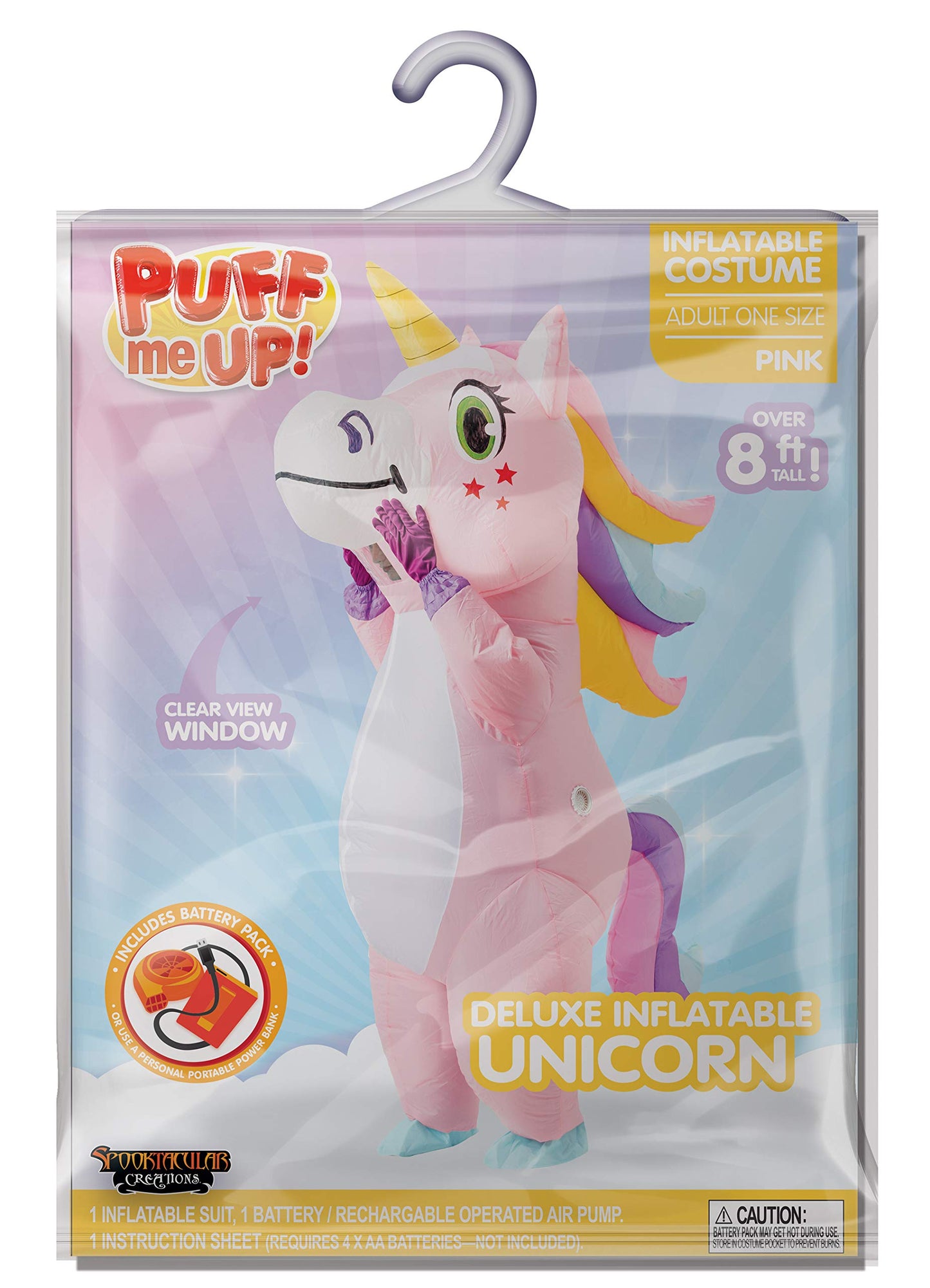 Spooktacular Creations Halloween Inflatable Costume, Full Body Unicorn Blow Up Costume for Adults Dress Up Holiday Themed Cosplay Parties(Pink)