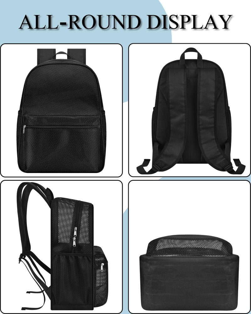 Paxiland Mesh Backpack Lightweight See Through College Student Backpack for Commuting Swimming Travel Beach Outdoor Sports - Black