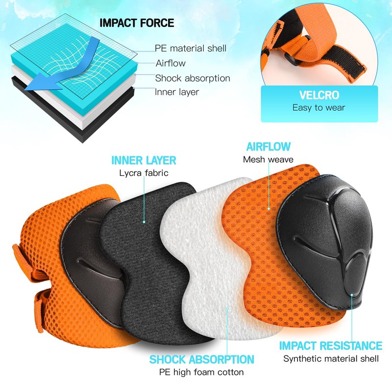 Wemfg Kids Protective Gear Set Knee Pads for Kids 3-8 Years Toddler Knee and Elbow Pads with Wrist Guards 3 in 1 for Skating Cycling Bike Rollerblading Scooter