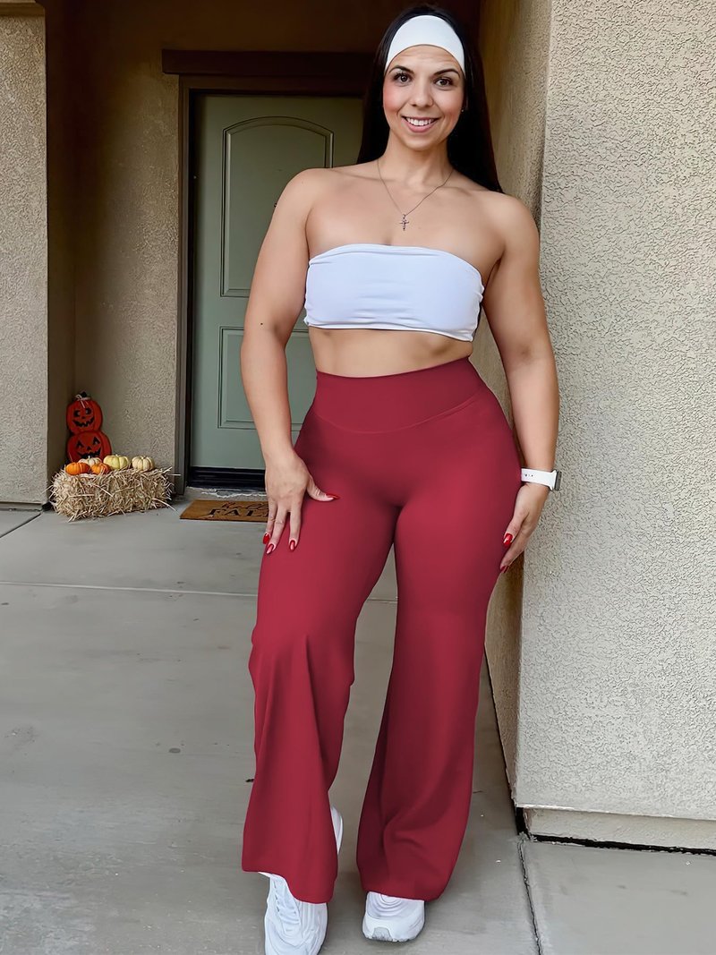 YEOREO Workout Leggings Womens No Front Seam Straight Leggings 29" High Waist Buttery Eddiy Gym Yoga Pants Ancora Red M