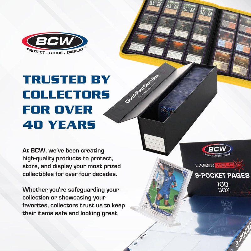 BCW Magnetic Card Holder - 35 PT Thickness - 20 Pack | Protective Display Card Case with Secure Gold Magnet Closure | UV Protection, Quick Access Design for Sports, Gaming, and Collectible Cards