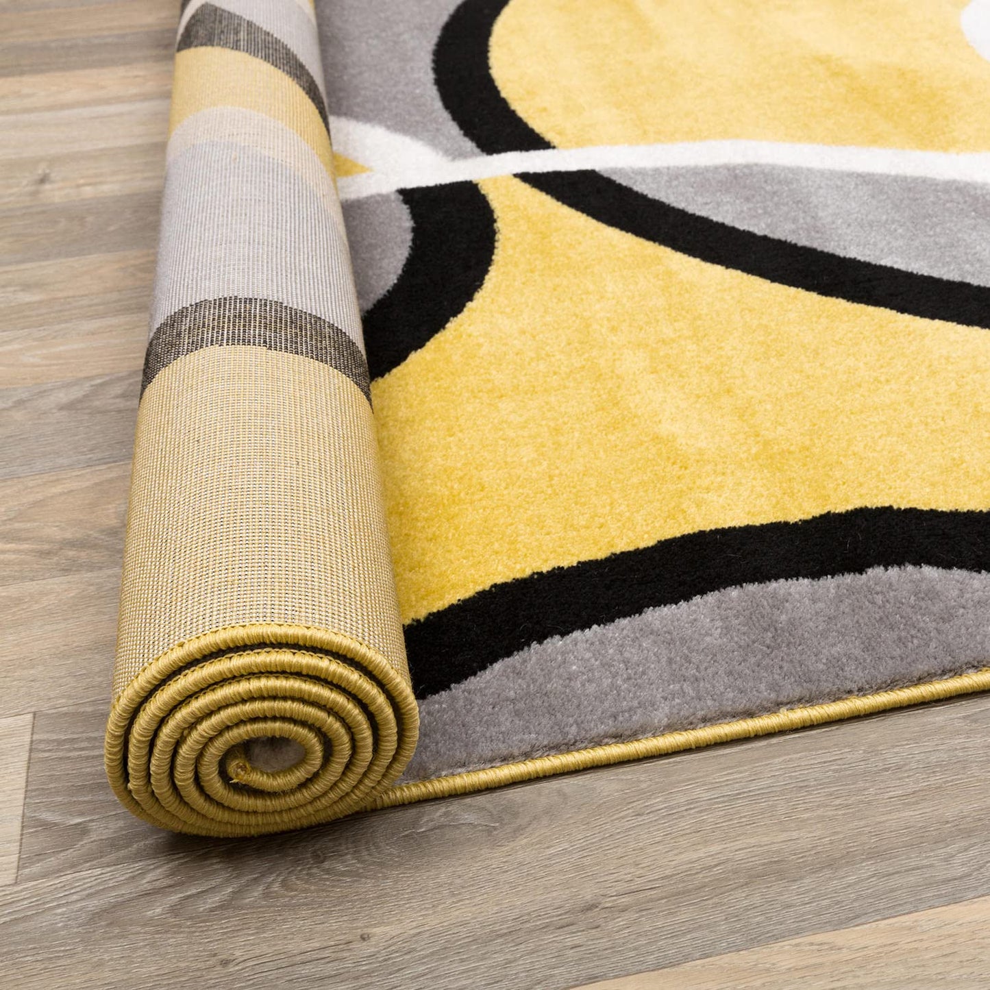Rugshop Contemporary Abstract Circles Area Rug, Fade-Resistant Carpet for Living Room, Bedroom, or Home Office, Yellow, 5'3" x 7'3"