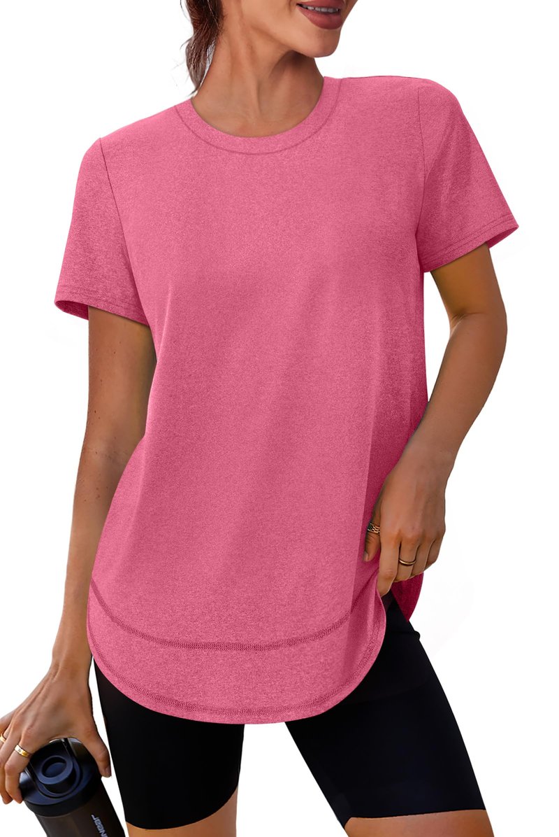 Workout Tops for Women Spring Summer Short Sleeve Golf Outfits Gym Essentials Activewear Running Shirts Red S