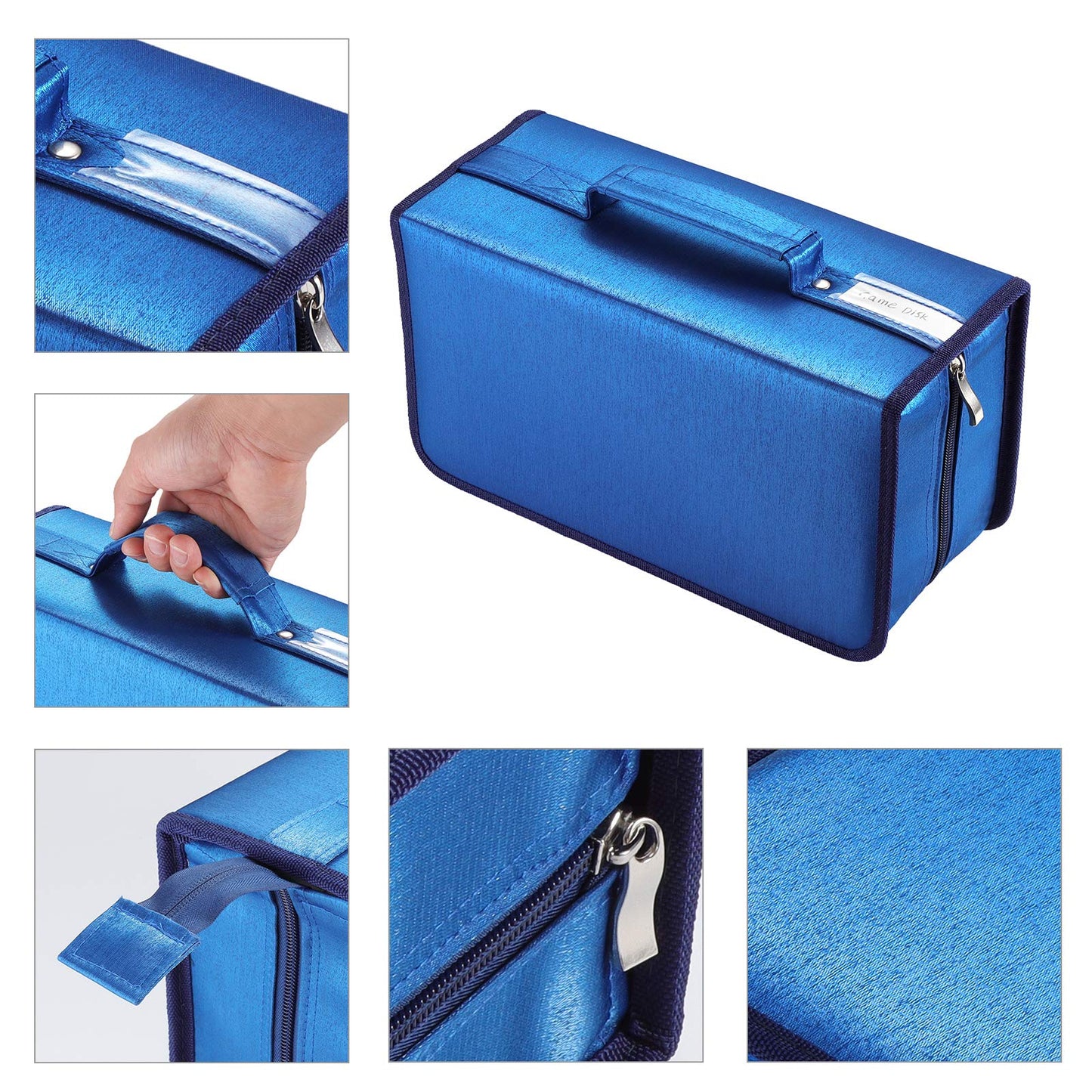 alavisxf xx CD Case, 160 Capacity Nylon CD DVD Storage Wallet Protective Disc Organizer Carrying Case with Card holder (160 Capacity, Blue)