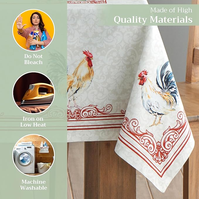 Maison d' Hermine Table Cloth Square Table 100% Cotton 54 x 54 Inches Tablecloth Reusable Decorative Everyday Use for Dining Room, Farmhouse, Home, Party, Festive & Wedding Spring Summer - Campagne