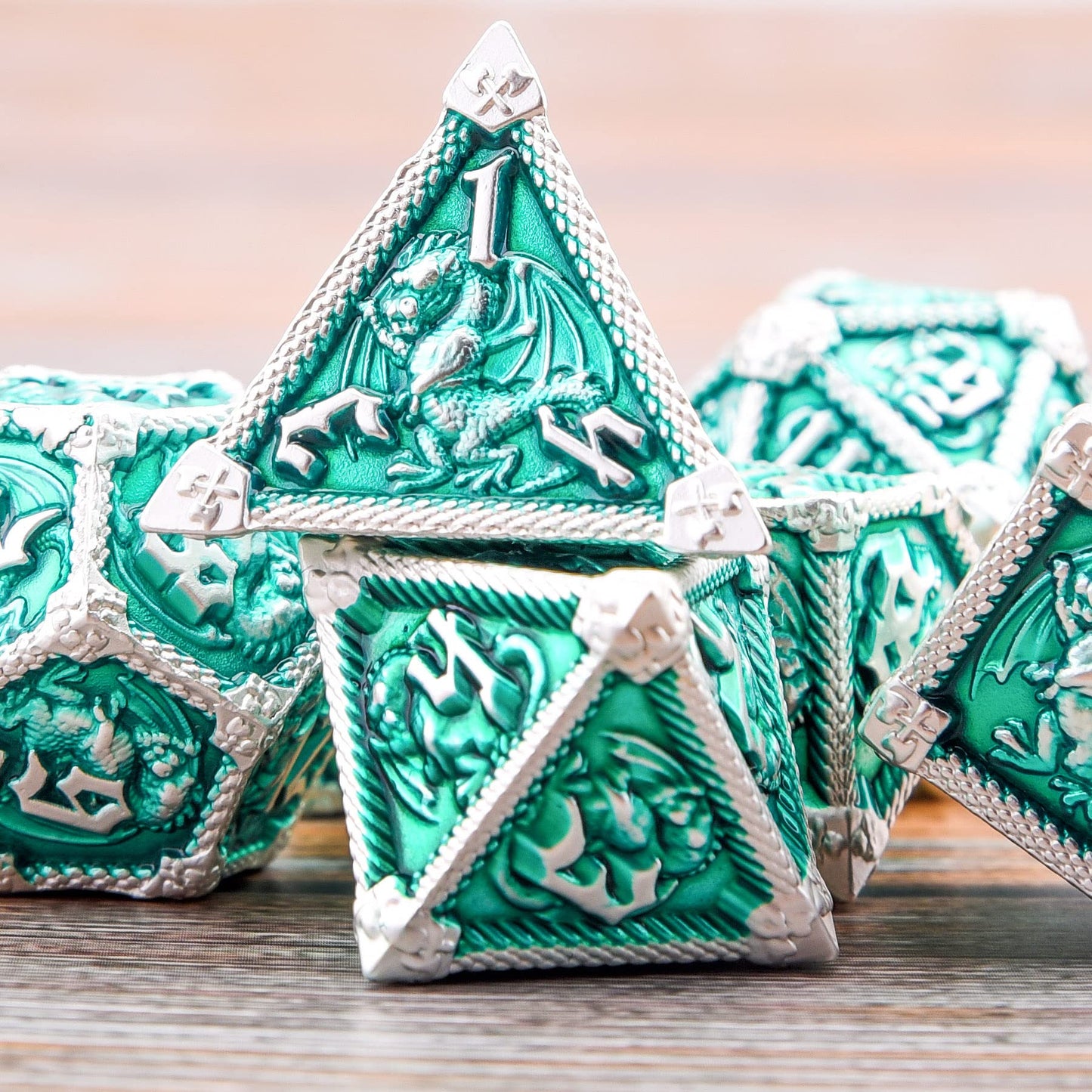 AUSTOR 7-Die Metal DND Dice Set Dungeons and Dragons Polyhedral Roll Playing Dice with Box D20 D12 D10 D% D8 D6 D4 for Pathfinder MTG RPG Board Games