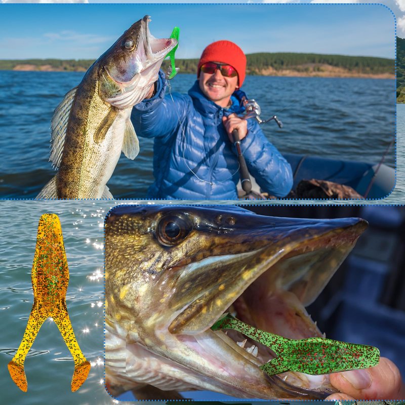 Teyva Daily 6 Pcs Topwater Frog Lure for Bass Fishing 4.13 Inch Rabbit Frog Fishing Lures Gear Soft TPE Plastic Floating Bait with Weedless Hooks for Freshwater Saltwater Bass Trout