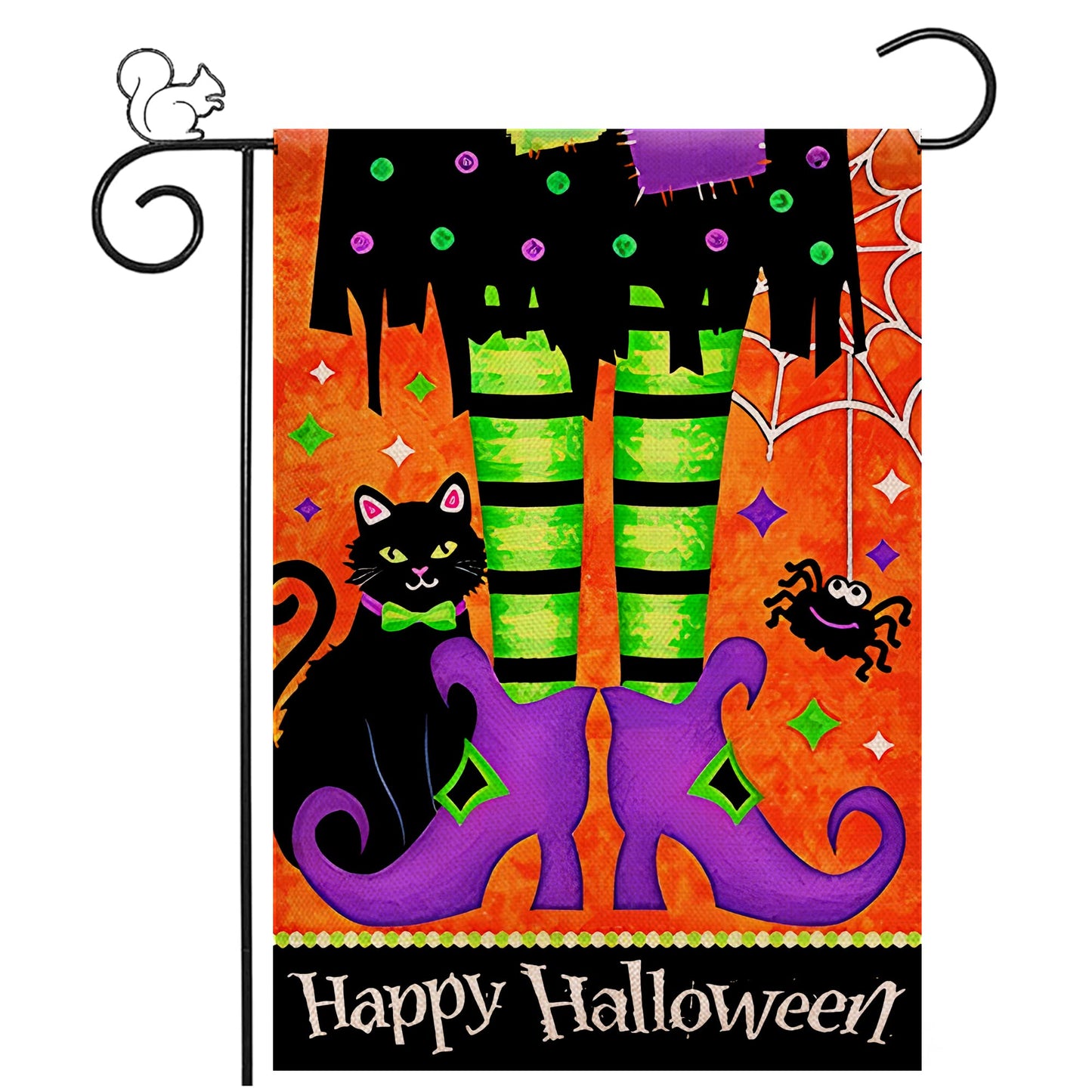 Halloween Garden Flag 12×18 Inch Rustic Black Farmhouse Decor for Seasonal Holiday Yard (Halloween Flag 12"X18" C)
