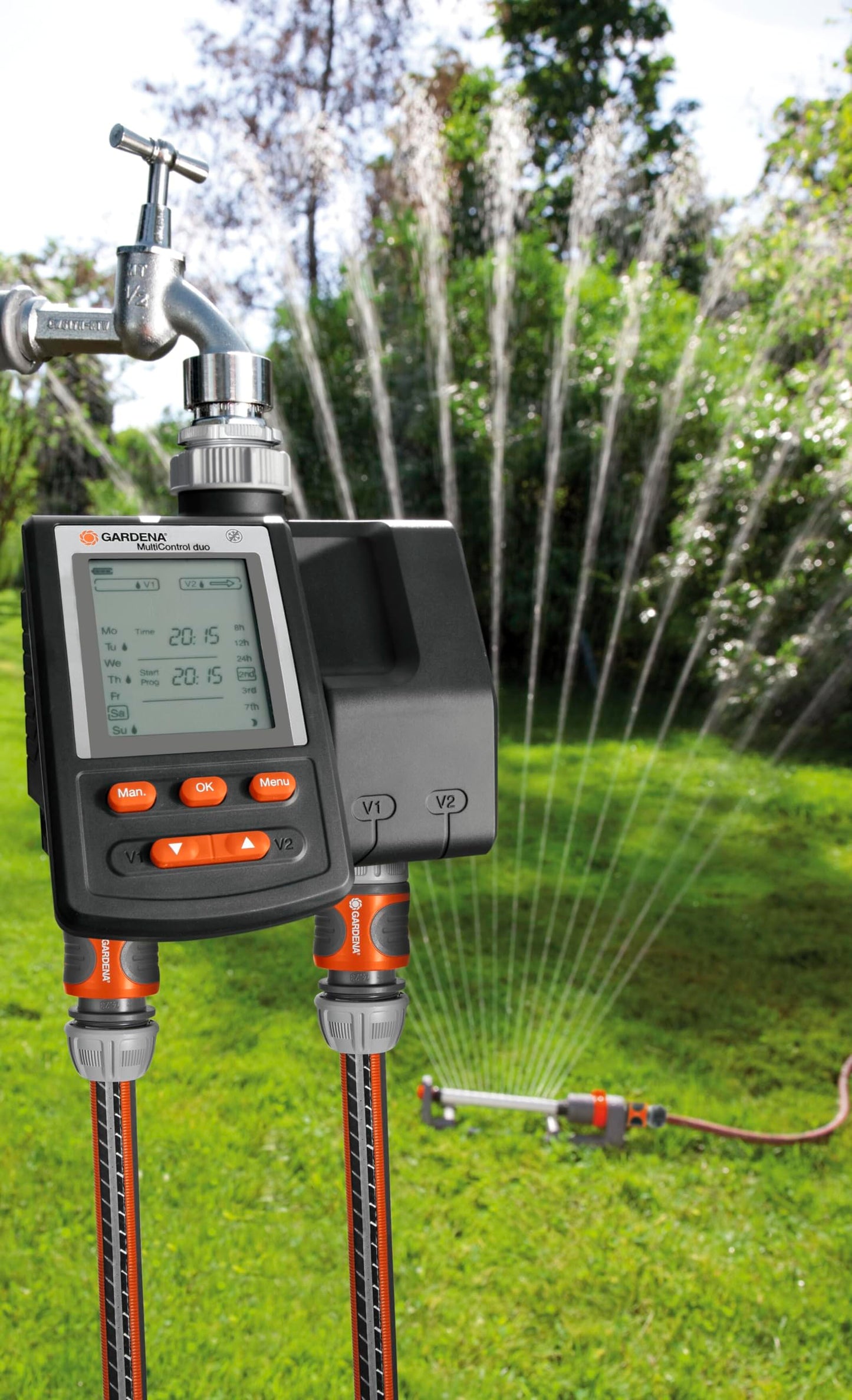 Gardena Irrigation Computer Multicontrol Duo: Automatic Irrigation Control, Weekdays programmable, 22x17.2x17.8 cm