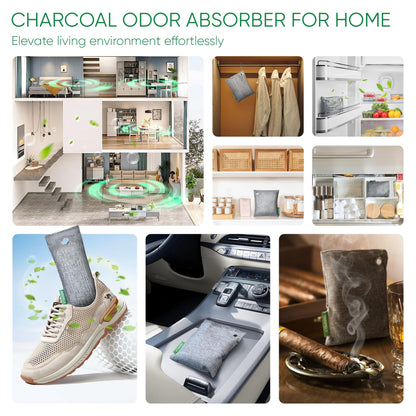 Activated Charcoal Odor Absorber, Odor Eliminator for Strong Odor,Bamboo Charcoal Air Purifying Bags for Home Car Closet Pet, Smoke Room Deodorizer (12 Packs, Unscented)