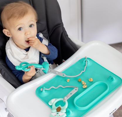 Busy Baby Teething Spoon - 2-in-1 Teether and Training Spoon for Self Feeding, Dishwasher Safe, BPA Free, Food Grade Silicone (Blue)