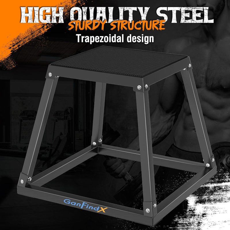 Plyometric Jump Box Set - Heavy Duty Steel Plyo Box for Home Gym | 12/18/24 Inch Anti-Slip Platform
