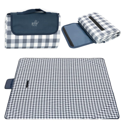 Pelle & Sol Picnic Blanket Waterproof, 200x140CM Foldable Picnic Mat - Outdoor Beach Blanket - Slip Resistant w/Carrying Handle - Sandproof & Washable Beach Mat for Garden, Hiking, Camping